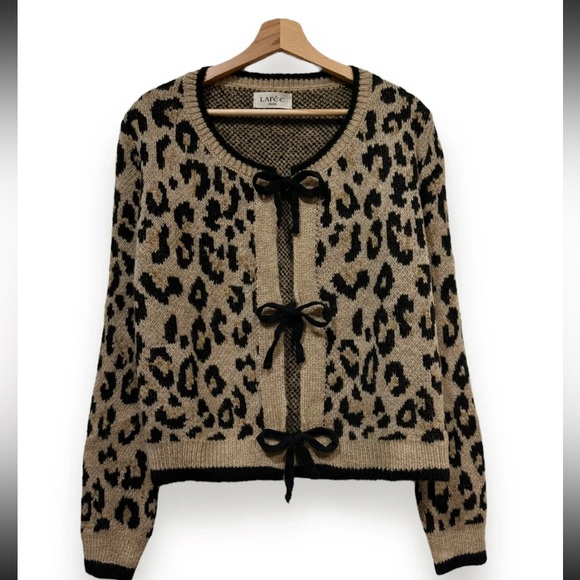 MADE IN ITALY CHIC LEOPARD SWEATER CARDIGAN - Picture 1 of 3